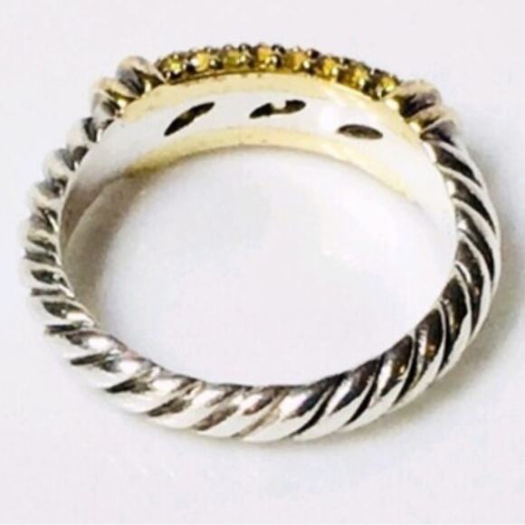 David Yurman Pavé Yellow Sapphire 18K Yellow Gold Sterling Silver Ring Size 6 - Picture 7 of 11